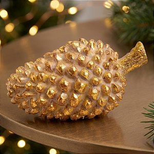 Enfeite Decorativo de Resina - Pinha Ouro - 18x10x10cm - 1 unidade - Cromus - Rizzo