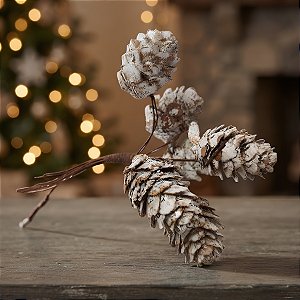 Pick Decorativo de Natal - Pinha Nevada - 11cm - 1 unidade - Cromus - Rizzo