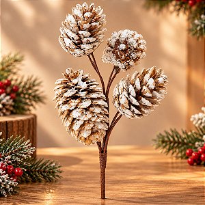 Pick Decorativo de Natal - Pinha Nevada - 11cm - 1 unidade - Cromus - Rizzo