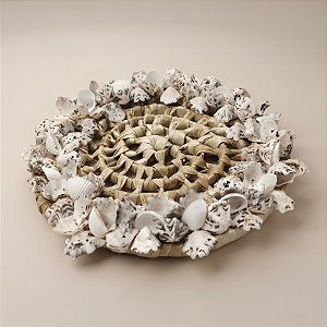 Porta Jarra de Fibra Natural com Conchas - 16x2,5cm - 1 unidade - Cromus - Rizzo