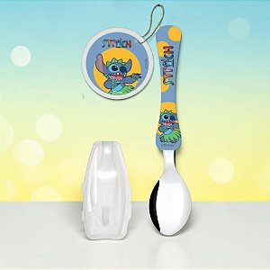 Kit Colher com Protetor e Chaveiro - Stitch - Disney Original - 1 unidade - Simonaggio - Rizzo
