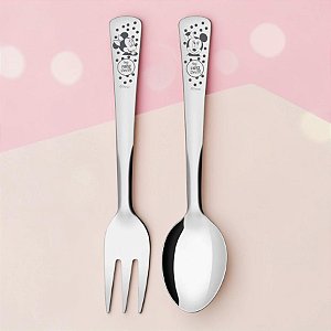 Kit Colher e Garfo Infantil - Minnie Mouse - Aço Inox - Disney Original - 1 unidade - Simonaggio - Rizzo