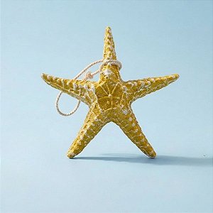 Enfeite Decorativo Para Pendurar em Resina - Estrela do Mar - Amarelo - 13cm - 1 unidade - Rizzo