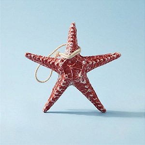Enfeite Decorativo Para Pendurar em Resina - Estrela do Mar - Vermelho - 13cm - 1 unidade - Rizzo