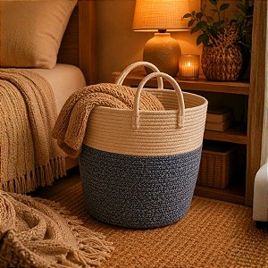 Cesto Organizardor Decorativo Poliester - Azul - 28x33cm - 1 unidade - Rizzo