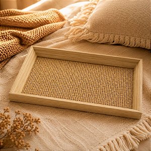 Bandeja Decorativa Organizadora - Trançado 2 - Bege - 26x38cm - 1 unidade - Rizzo