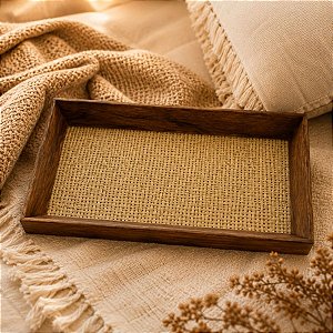Bandeja Decorativa Organizadora - Trançado 2 - Marrom - 17x30cm - 1 unidade - Rizzo
