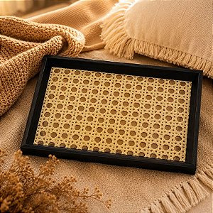 Bandeja Decorativa Organizadora - Trançado Ornamental - Preto - 12x22cm - 1 unidade - Rizzo