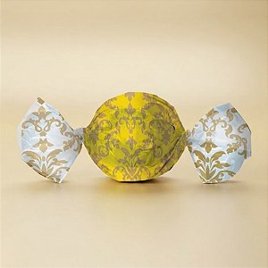 Papel Trufa 14,5x15,5cm - Arabesco Ouro e Amarelo - 100 unidades - Cromus - Rizzo