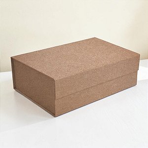 Caixa de Papel Rígido Retangular com Imã - Kraft - P 24,5x17,5x8cm - 10 unidades - Cromus - Rizzo