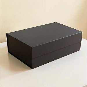 Caixa de Papel Rígido Retangular com Imã - Preto - P 24,5x17,5x8cm - 10 unidades - Cromus - Rizzo