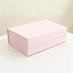 Caixa de Papel Rígido Retangular com Imã - Rosa Bebê - P 24,5x17,5x8cm - 10 unidades - Cromus - Rizzo
