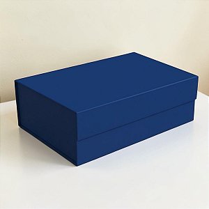 Caixa de Papel Rígido Retangular com Imã - Azul Escuro - P 24,5x17,5x8cm - 10 unidades - Cromus - Rizzo