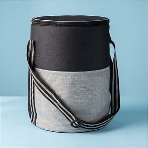 Bolsa Térmica Redonda 26L - Cinza e Preto - 34x27cm - 1 unidade - Rizzo