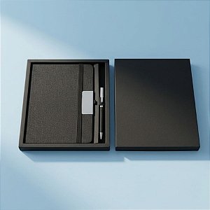 Kit Caderno e Caneta - Preto - 22x19,5cm - 1 unidade - Rizzo