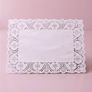Toalha Rendada De Papel Retângular - Branco - 25x35cm - 50 unidades - Rizzo