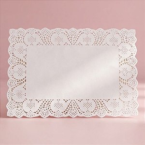 Toalha Rendada De Papel Retângular - Branco - 30x40cm - 50 unidades - Rizzo