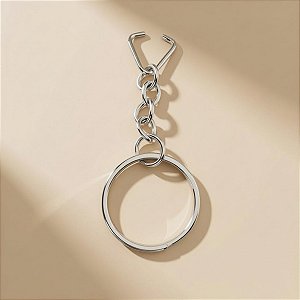 Argola para Chaveiro com Corrente - Prata - 4,5cm - 10 unidades - Rizzo