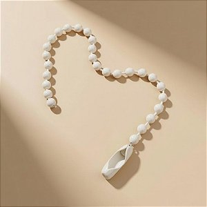 Corrente de Bolinha para Chaveiro com Canoa - Branco - 10cm - 10 unidades - Rizzo