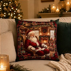 Almofada de Natal - Papai Noel na Loja de Brinquedo - 43x43cm - 1 unidade - Rizzo