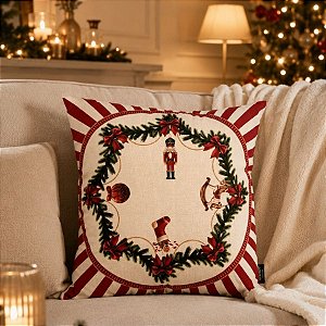 Almofada de Natal - Guirlanda com Enfeites - 43x43cm - 1 unidade - Rizzo