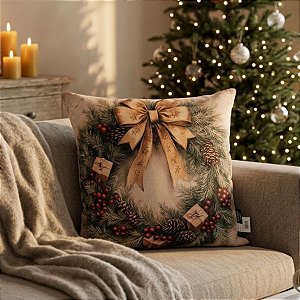 Almofada de Natal - Guirlanda com Estrelas - 43x43cm - 1 unidade - Rizzo