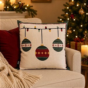 Almofada de Natal - Bolas de Natal - 43x43cm - 1 unidade - Rizzo