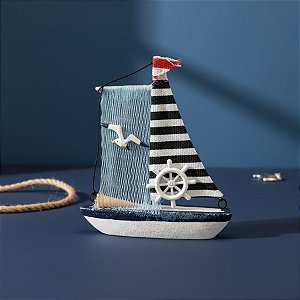 Enfeite Decorativo de Madeira - Barco Ornamental Modelo  - 14x12cm - 1 unidade - Rizzo