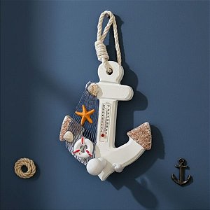 Enfeite Decorativo Para Pendurar - Âncora com Termômetro Modelo 1 - 14x10cm - 1 unidade - Rizzo