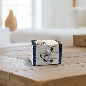 Enfeite Decorativo de Madeira - Mini Baú - Âncora - 7,5x5cm - 1 unidade - Rizzo
