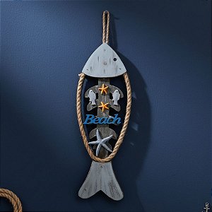 Enfeite Decorativo Para Pendurar - Pendente de Peixe "Beach" - 33x12,5cm - 1 unidade - Rizzo