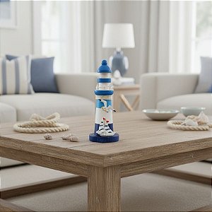 Enfeite Decorativo de Madeira - Farol Barco 15x6cm - 1 unidade - Rizzo