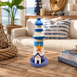 Enfeite Decorativo de Madeira - Farol Casinha 15x6cm - 1 unidade - Rizzo