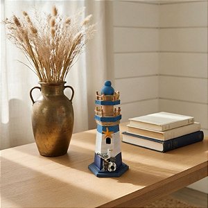 Enfeite Decorativo de Madeira - Farol Gaivota 20x9cm - 1 unidade - Rizzo