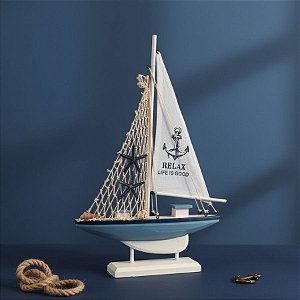 Enfeite Decorativo de Madeira - Barco Ornamental "Relax" - 25x35cm - 1 unidade - Rizzo