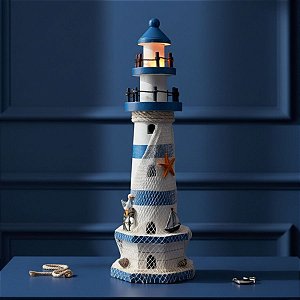 Enfeite Decorativo de Madeira - Modelo Farol - 37x12cm - 1 unidade - Rizzo