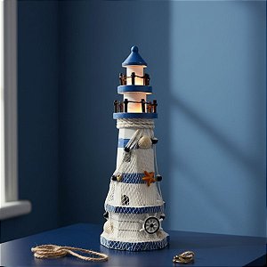 Enfeite Decorativo de Madeira - Modelo Farol - 30x10cm - 1 unidade - Rizzo