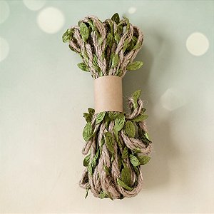 Fio Decorativo Juta com Folhas - 15 metros - 1 unidade - Rizzo
