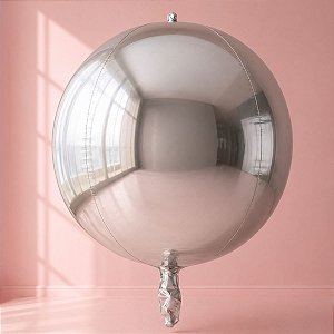 Balão de Festa Metalizado 32" 87cm - Orbz Prata - 20 unidades - Rizzo