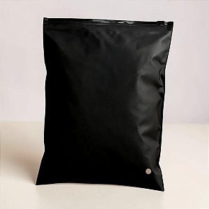 Saco Trilho Zip Preto Fosco com Furo - Trilho Preto - 20x30cm - 500 unidades - Rizzo