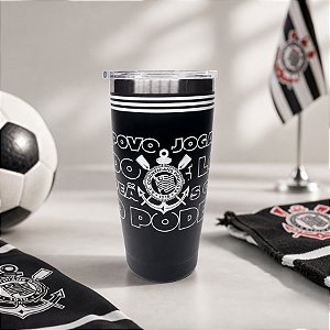 Copo Térmico em Inox com Tampa - Corinthians Oficial - 550ml - 1 unidade - Allmix Presentes - Rizzo