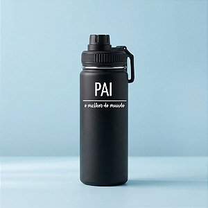 Garrafa Térmica Personalizada Melhor Pai - Preta - 500mL - 1 unidade - Rizzo