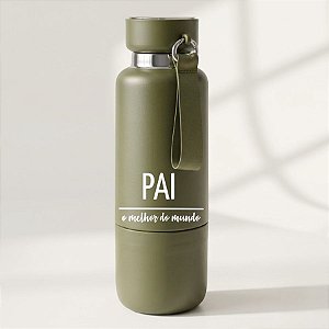 Garrafa Térmica Com Alça Personalizada Melhor Pai  - Verde - 500mL  - 1 unidade - Rizzo