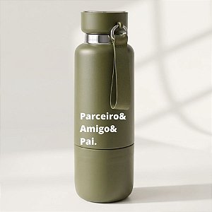 Garrafa Térmica Com Alça Personalizada Pai Amigo - Verde - 500mL  - 1 unidade - Rizzo