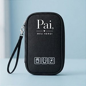 Necessaire Organizadora Porta Cabos Personalizado Pai Herói - Preto - 19x12x3,5cm - 1 unidade - Rizzo