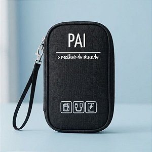 Necessaire Organizadora Porta Cabos Personalizado Melhor Pai - Preto - 19x12x3,5cm - 1 unidade - Rizzo