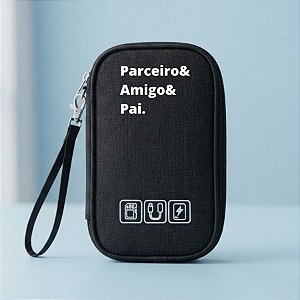 Necessaire Organizadora Porta Cabos Personalizado Pai Amigo - Preto - 19x12x3,5cm - 1 unidade - Rizzo