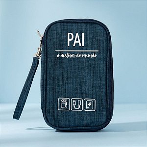 Necessaire Organizadora Porta Cabos Personalizado Melhor Pai - Azul - 19x12x3,5cm - 1 unidade - Rizzo