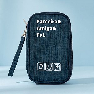 Necessaire Organizadora Porta Cabos Personalizado Pai Amigo - Azul - 19x12x3,5cm - 1 unidade - Rizzo