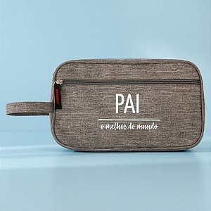 Necessaire Masculina Personalizado Melhor Pai - Cinza - 25,5x9,5x15,5cm - 1 unidade - Rizzo